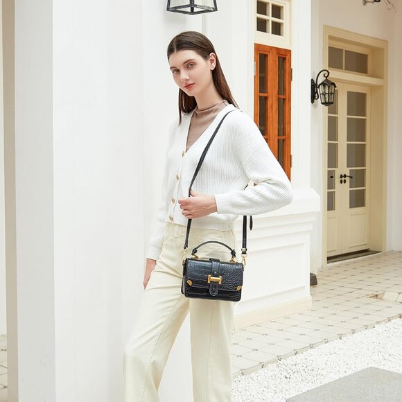 🆕 Women Black Small Classy Crossbody Bag Leather Satchel Purse Fashion Handbags - Picture 6 of 7